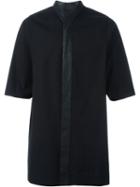 Rick Owens Oversized Shirt, Men's, Size: Medium, Black, Cotton/rubber/calf Leather