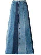 Saint Laurent Patchwork Denim Long Skirt
