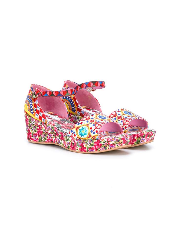 Dolce & Gabbana Kids Mambo Print Brocade Sandals - Multicolour