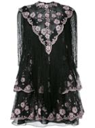 Giamba - Frayed Lace Dress - Women - Silk/polyester/acetate - 40, Black, Silk/polyester/acetate