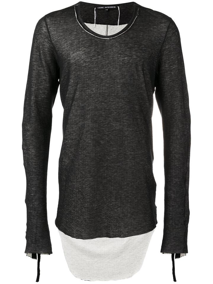Cedric Jacquemyn Dipped Hem Sweatshirt, Men's, Size: 46, Black, Cotton