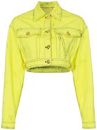 Versace Cropped Boxy Denim Jacket - Yellow