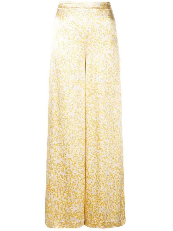 Ganni Floral Wide-leg Trousers - Yellow