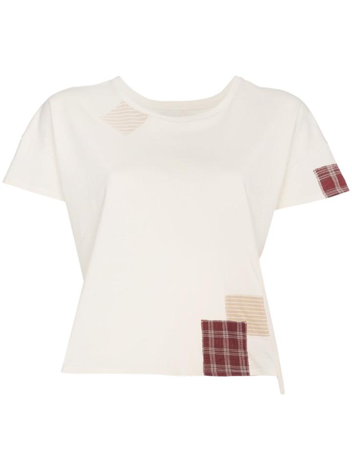 78 Stitches Cotton Patchwork T Shirt - White