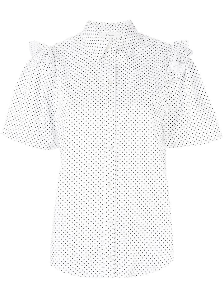Clu Frilled Polka Dot Shirt - White