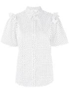 Clu Frilled Polka Dot Shirt - White