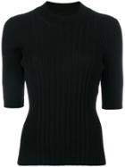 Maison Margiela Ribbed Half Sleeve Sweater - Black