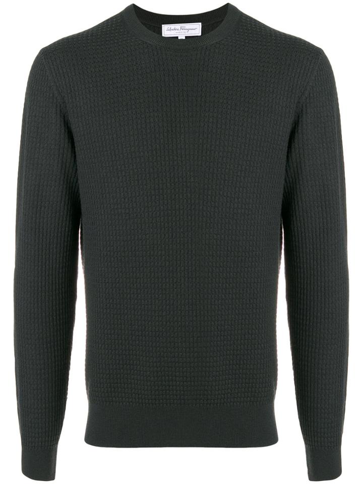 Salvatore Ferragamo Textured Knit Jumper - Green