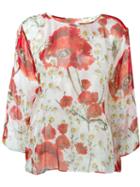 Dolce & Gabbana Daisy And Poppy Print Blouse, Women's, Size: 46, Red, Silk