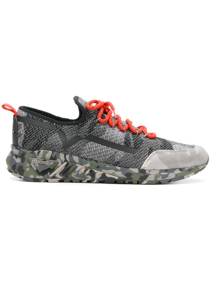 Diesel S-kby Camouflage Sneakers - Grey