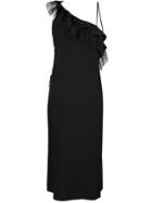 Adam Lippes Asymmetric Ruffle Dress, Women's, Size: 0, Black, Viscose