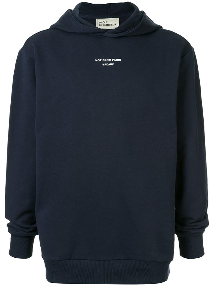 Drôle De Monsieur 'not From Paris' Print Hoodie - Blue