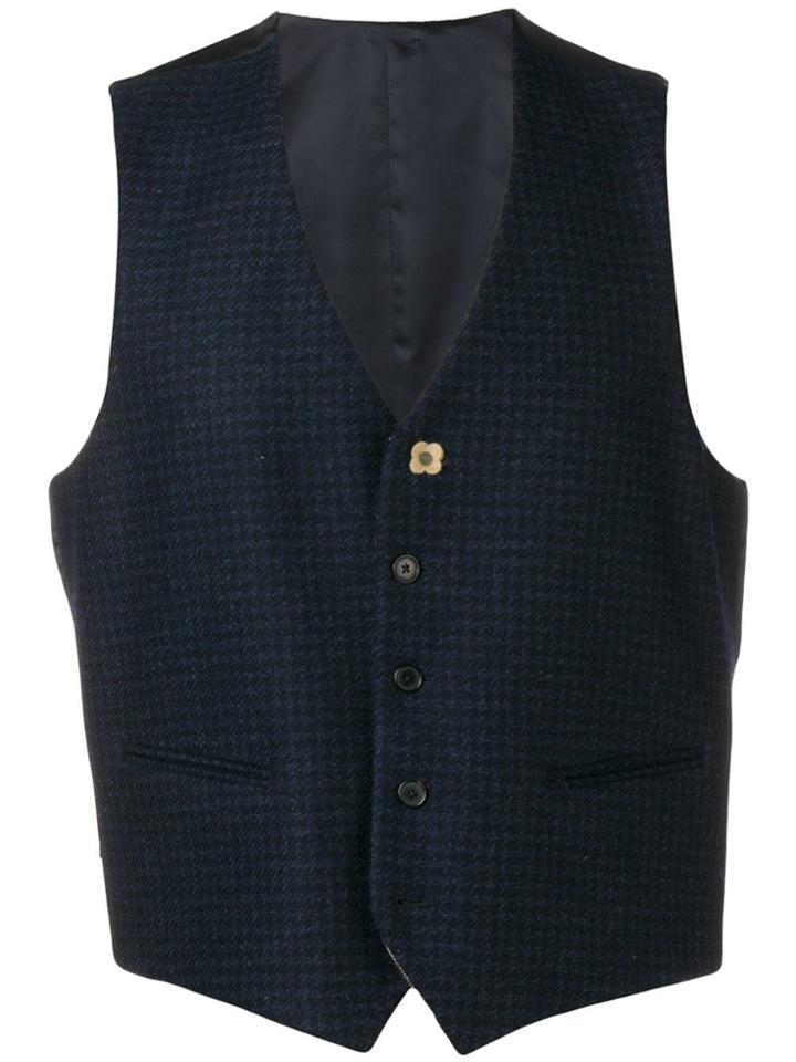 Lardini Dogtooth Knit Waistcoat - Blue