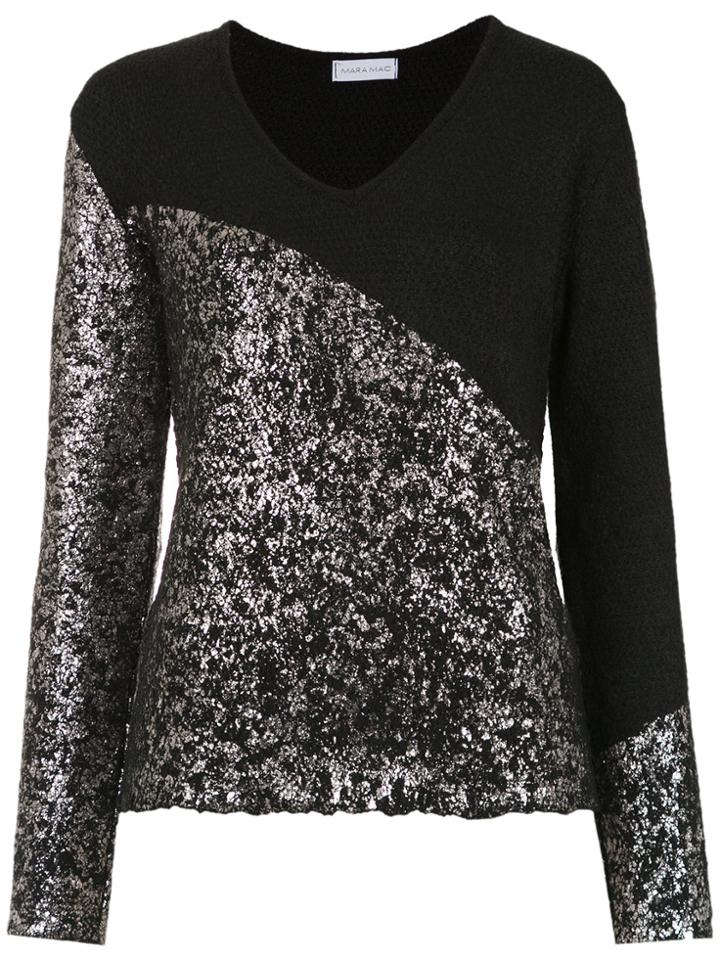 Mara Mac Embellished Knit Top - Black