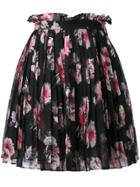 Msgm Floral Pleated Skirt - Black
