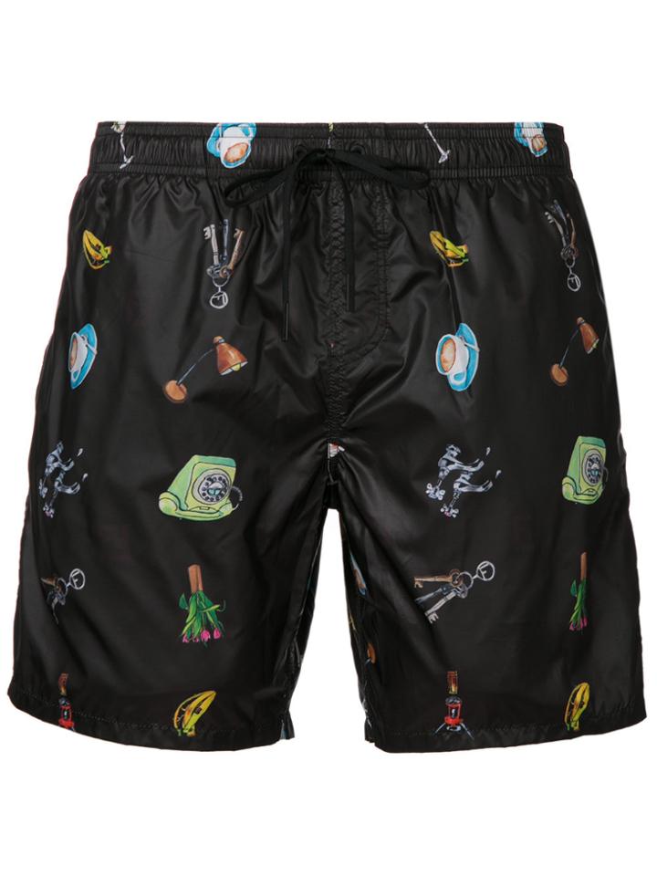 Fendi Daily Essentials Pattern Swim Shorts - Black