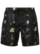 Fendi Daily Essentials Pattern Swim Shorts - Black