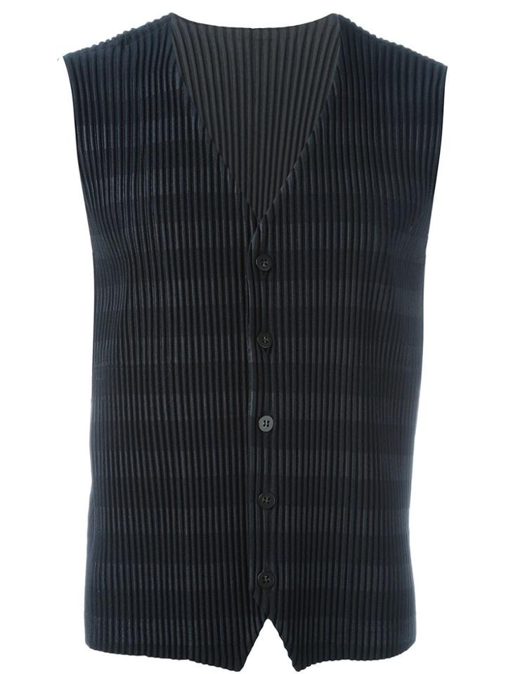 Homme Plissé Issey Miyake Pleated Striped Waistcoat - Blue