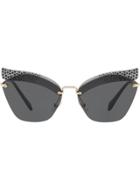 Miu Miu Eyewear Embellished Scenique Sunglasses - Grey