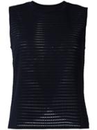 Emporio Armani Perforated Detail Top, Women's, Size: 46, Blue, Polyester/spandex/elastane