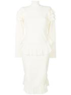 Dsquared2 Ruffle-trimmed Knit Dress - White