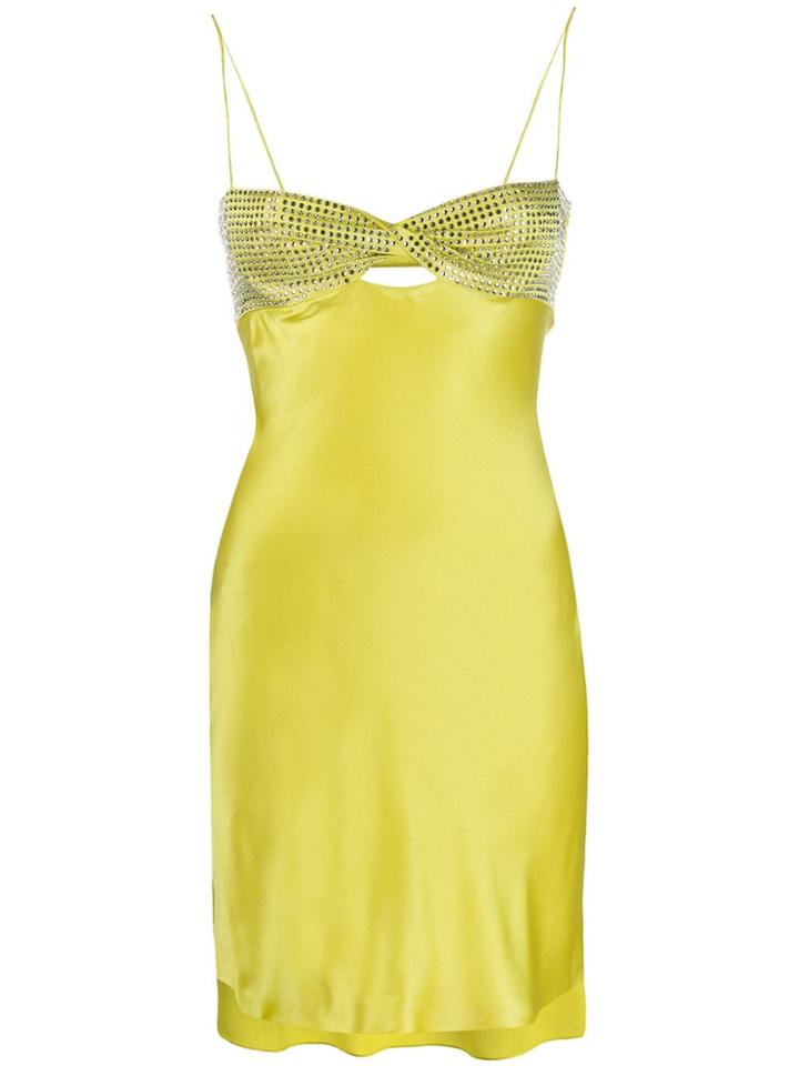 Alessandra Rich Stone Embellished Dress - Yellow