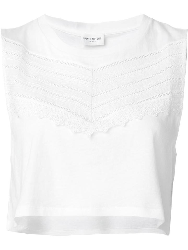 Saint Laurent Embroidered Panel Crop Top