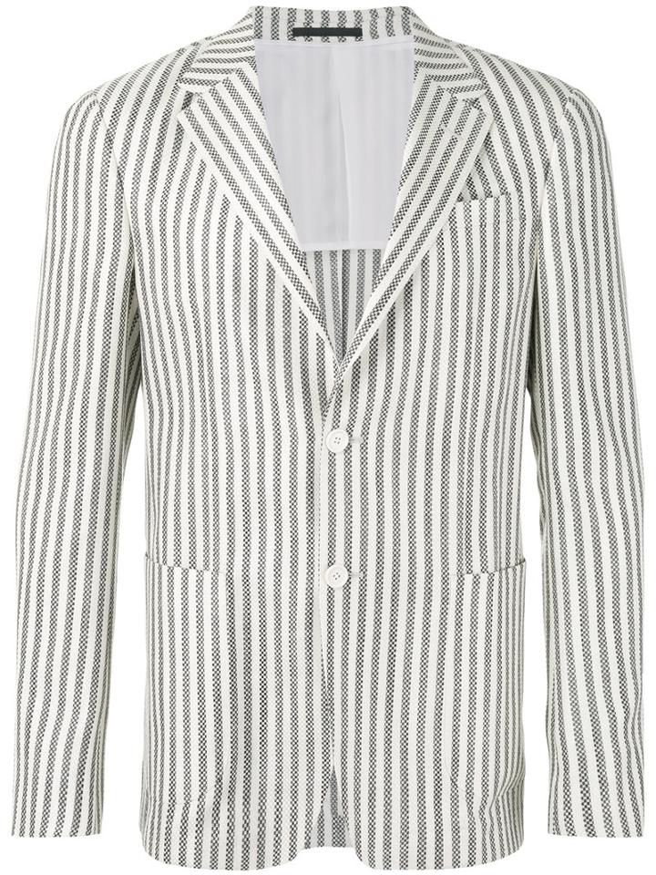 Z Zegna - Striped Blazer - Men - Silk/cotton/cupro - 54, White, Silk/cotton/cupro