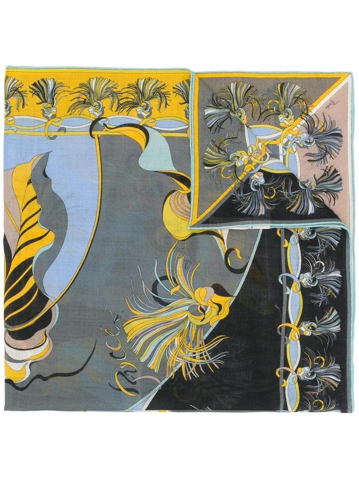 Emilio Pucci Frida Print Silk Blend Square Scarf - Blue