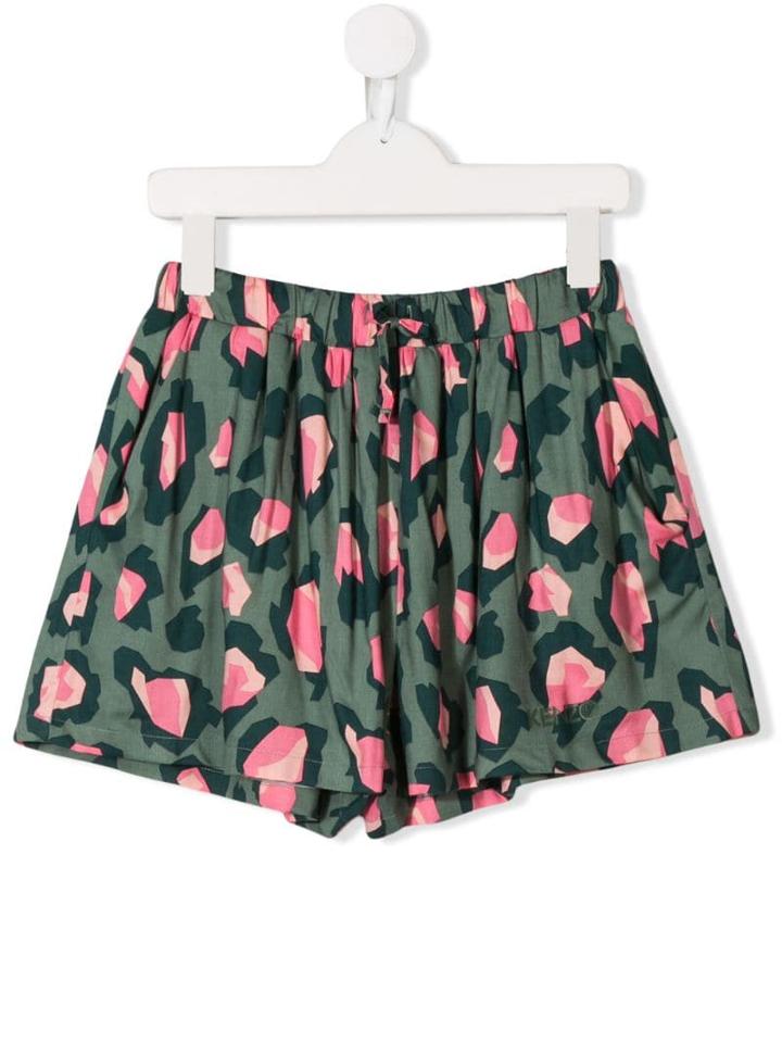 Kenzo Kids Teen Leopard Print Shorts - Green
