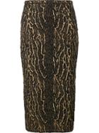 Rochas Metallic Animal Pattern Skirt, Women's, Size: 44, Black, Silk/polyamide/polyester/spandex/elastane