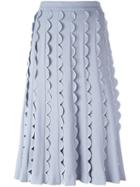 Vivetta Scalloped Detailing A-line Skirt, Women's, Size: 42, Blue, Polyester/spandex/elastane/virgin Wool