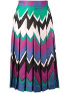 Salvatore Ferragamo Printed Pleated Skirt, Women's, Size: 40, Pink/purple, Silk/acetate