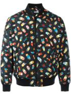 Love Moschino Space Print Bomber Jacket, Men's, Size: 50, Black, Polyester