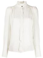 Isabel Marant Micro-pattern Frill Neck Blouse - White