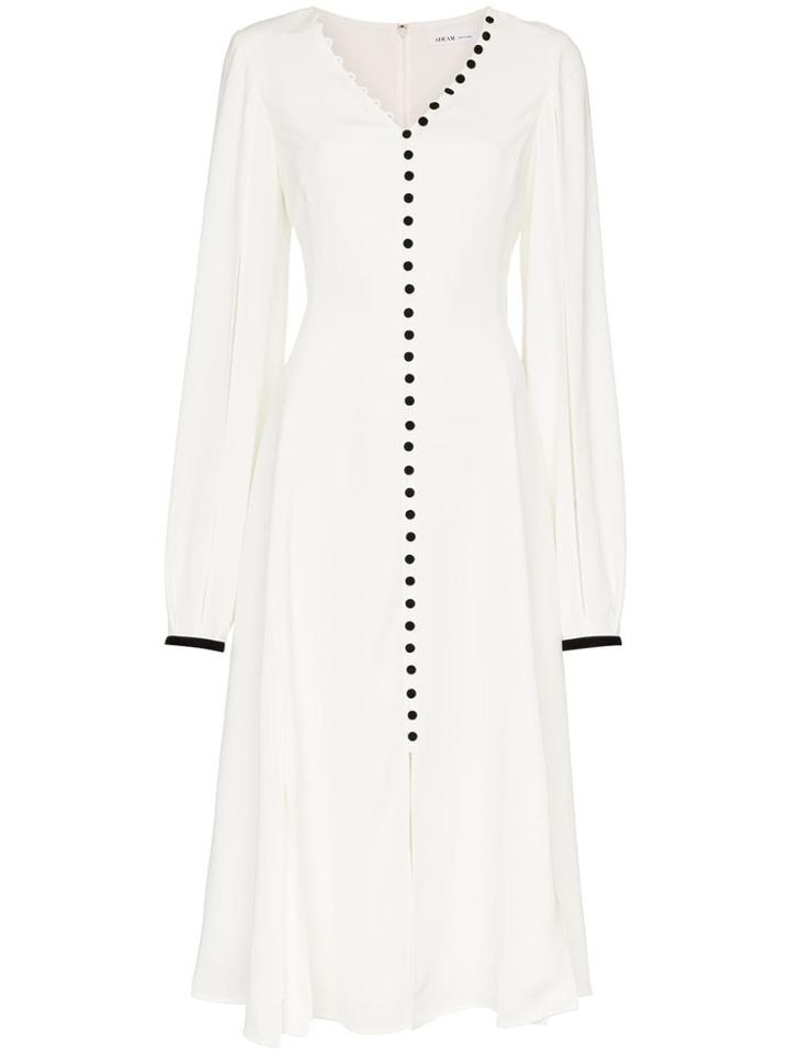 Adeam Button Down V-neck Dress - White