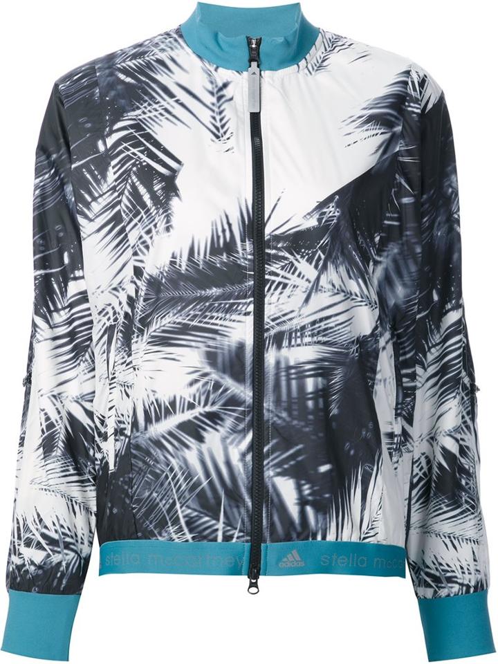 Adidas By Stella Mccartney Palm Print Jacket, Women's, Size: Small, White, Polyester