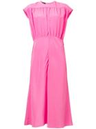 Rochas Cap Sleeve Midi Dress - Pink