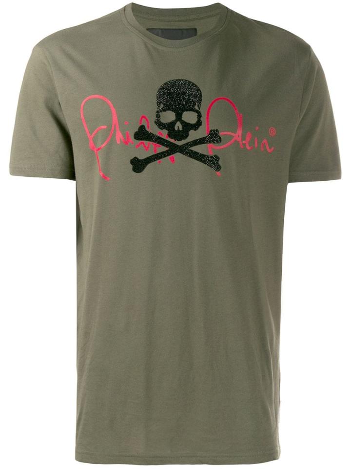 Philipp Plein Signature Embellished Skull T-shirt - Green