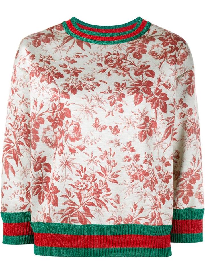 Gucci Floral Print Jumper, Women's, Size: Large, Red, Modal/viscose/polyester/polyamide