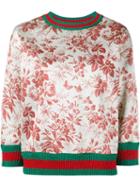 Gucci Floral Print Jumper, Women's, Size: Large, Red, Modal/viscose/polyester/polyamide