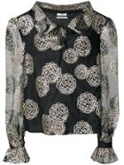 Co Floral Embroidery Blouse - Black