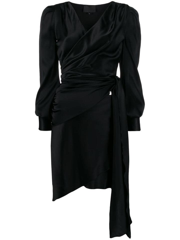 Philipp Plein Asymmetric Hem Wrap Dress - Black