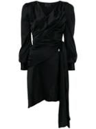 Philipp Plein Asymmetric Hem Wrap Dress - Black