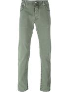 Jacob Cohen Straight Leg Trousers, Men's, Size: 33, Green, Cotton/spandex/elastane/modal