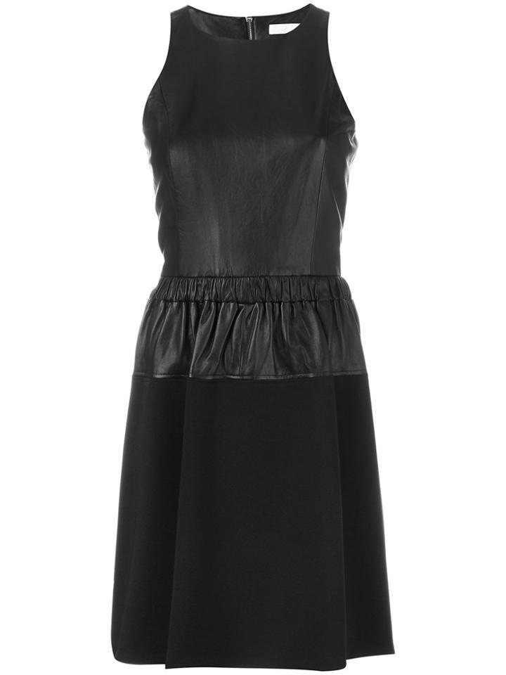 Michael Michael Kors Leather Panel Flared Dress - Black