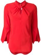 Victoria Beckham Ruched Collar Blouse - Red