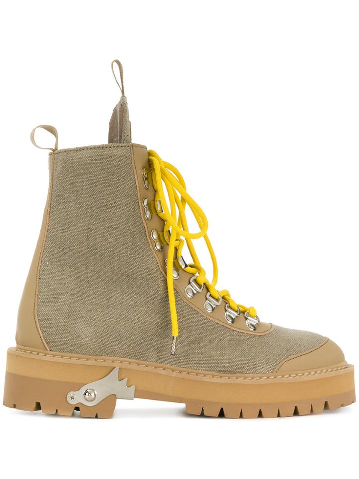 Off-white Lace-up Ankle Boots - Nude & Neutrals