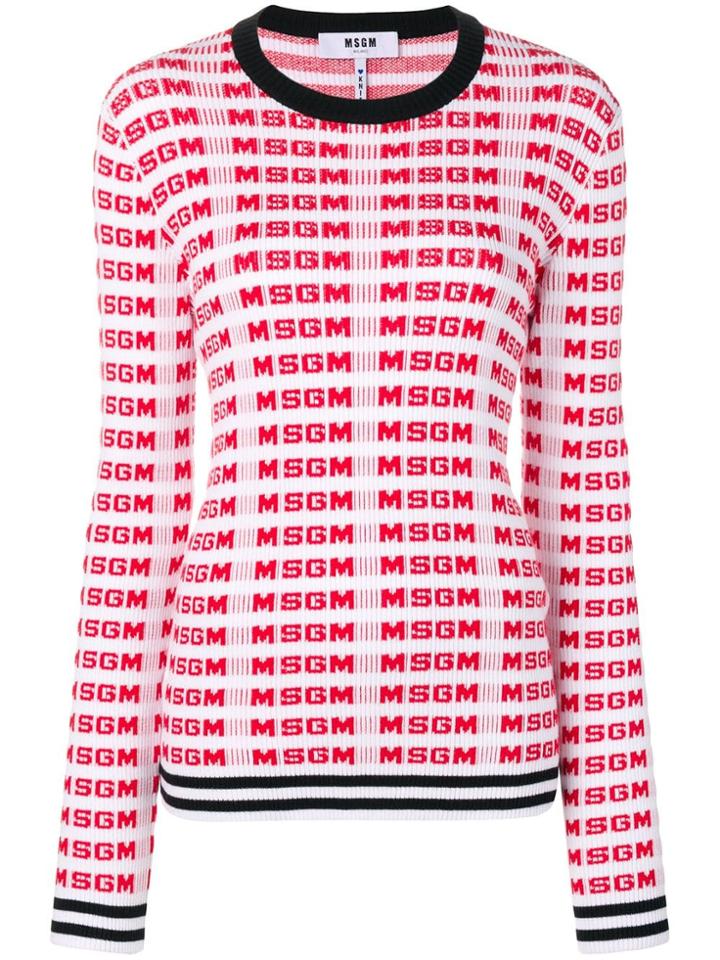 Msgm Logo Printed Sweater - Red