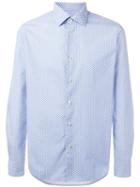 Xacus Geometric Print Button-up Shirt, Men's, Size: 38, Blue, Cotton